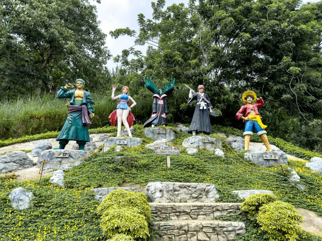 Anime aficionados rejoice: Spot your favorite characters amidst the scenic backdrop.