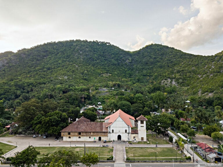 Boljoon Church with Cebu's mountain range in the background.