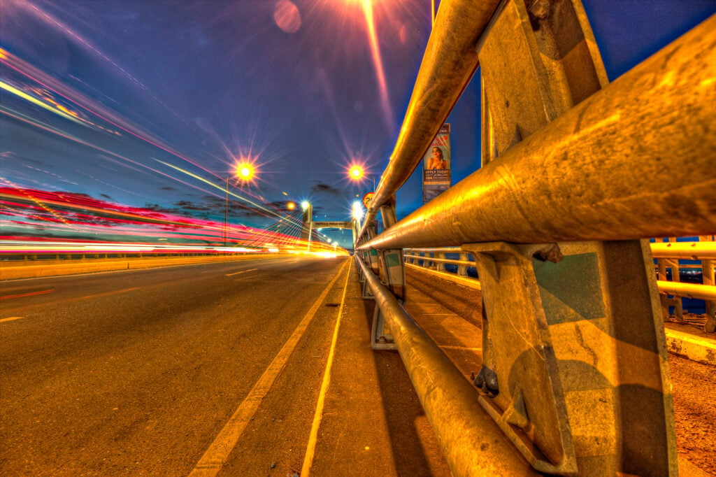 Marcelo Fernan Bridge at night. 