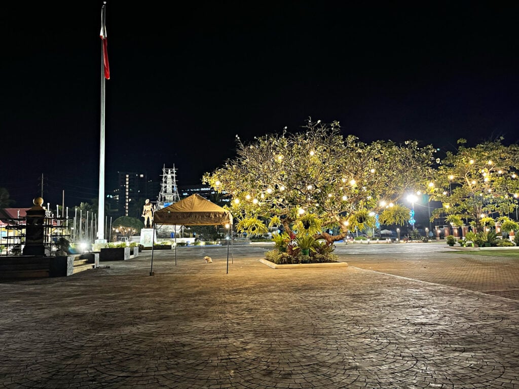 Mactan Shrine at night.