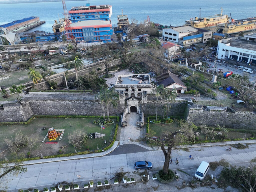 The entrance to the fort faces the City of Cebu. The shot was taken in the aftermath of Typhoon Odette. 