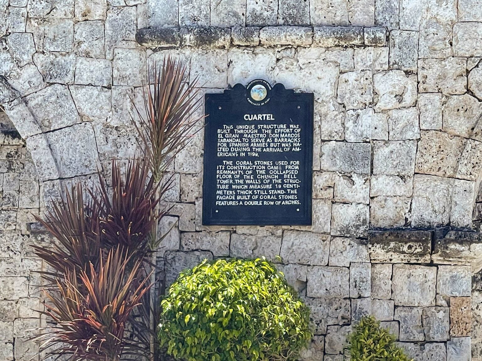 The coral stone arches of the Cuartel Ruins in Oslob, Cebu