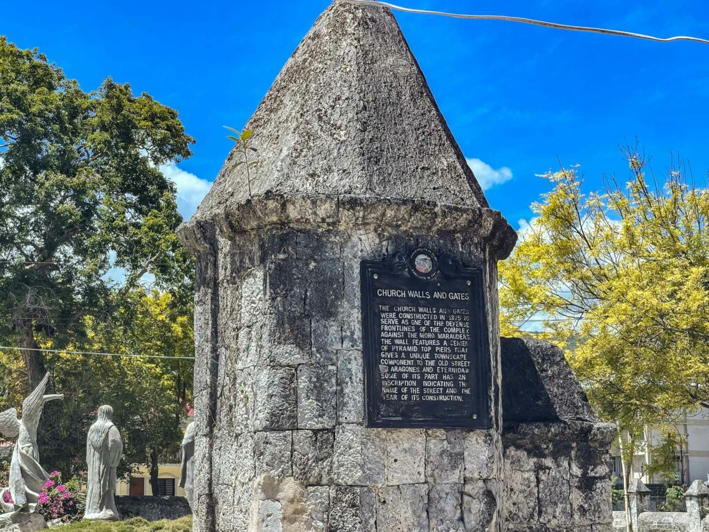 The Church walls and gates feature a center of pyramid top piers that gives a unique townscape component. It serves as one of the defense frontlines against the Moro Marauders. 