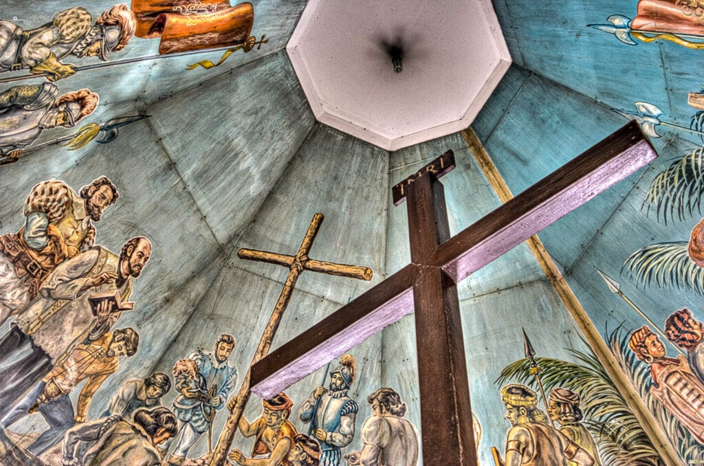 The ceiling of Magellan's Cross tells a story about Christianity.