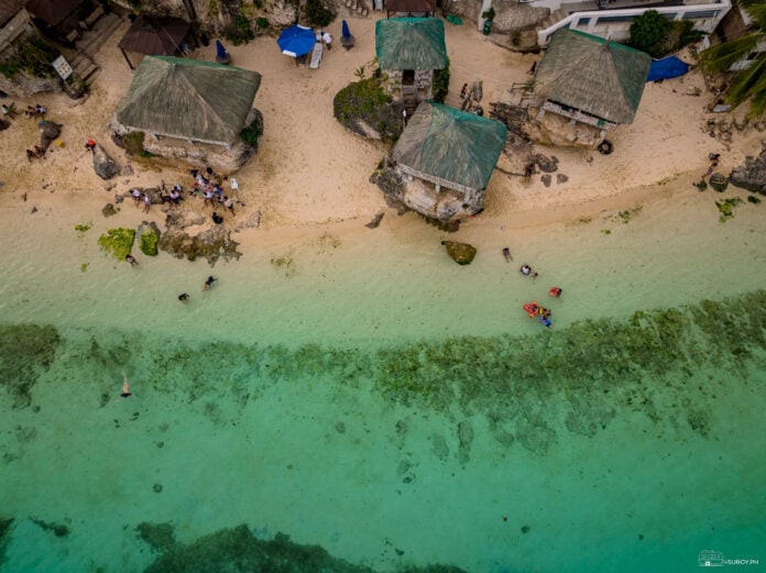 An aerial view of Tingko Beach in Alcoy, Cebu.