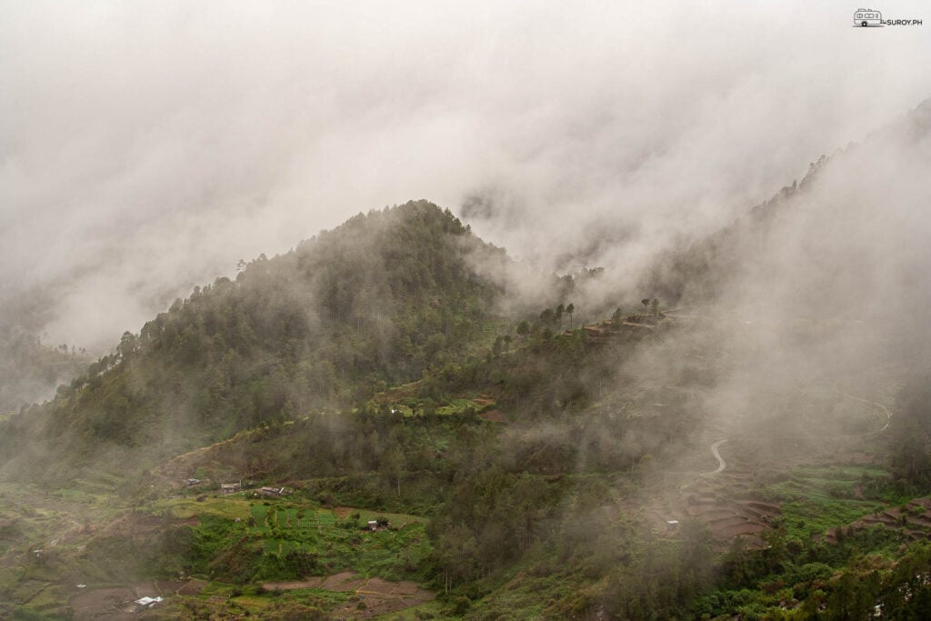 Banaue Rice Terraces on a foggy day.