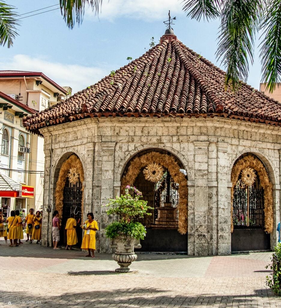 Magellan's Cross is beautifully decorated in yellow in preparation for the Sinulog Festival in Cebu City.