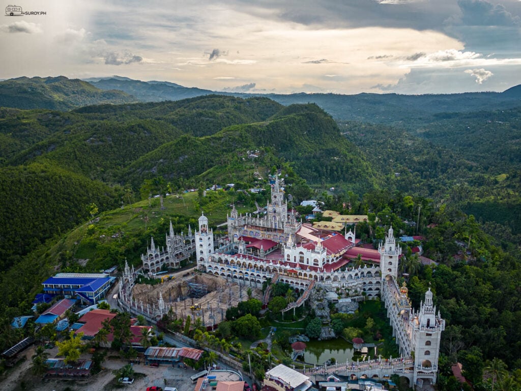 Aerial View of Simala Shrine: A breathtaking aerial view of the expansive Simala Church showcasing its architectural grandeur.