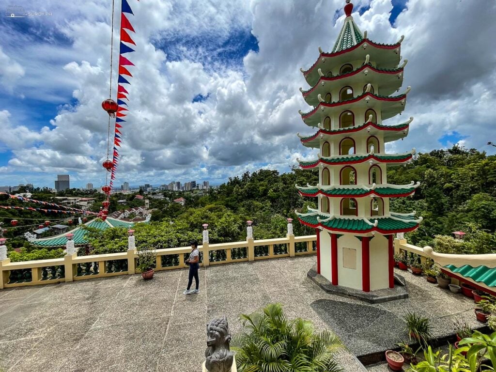 The Chinese-inspired Pagoda and the balcony grounds with panoramic views of Cebu City.