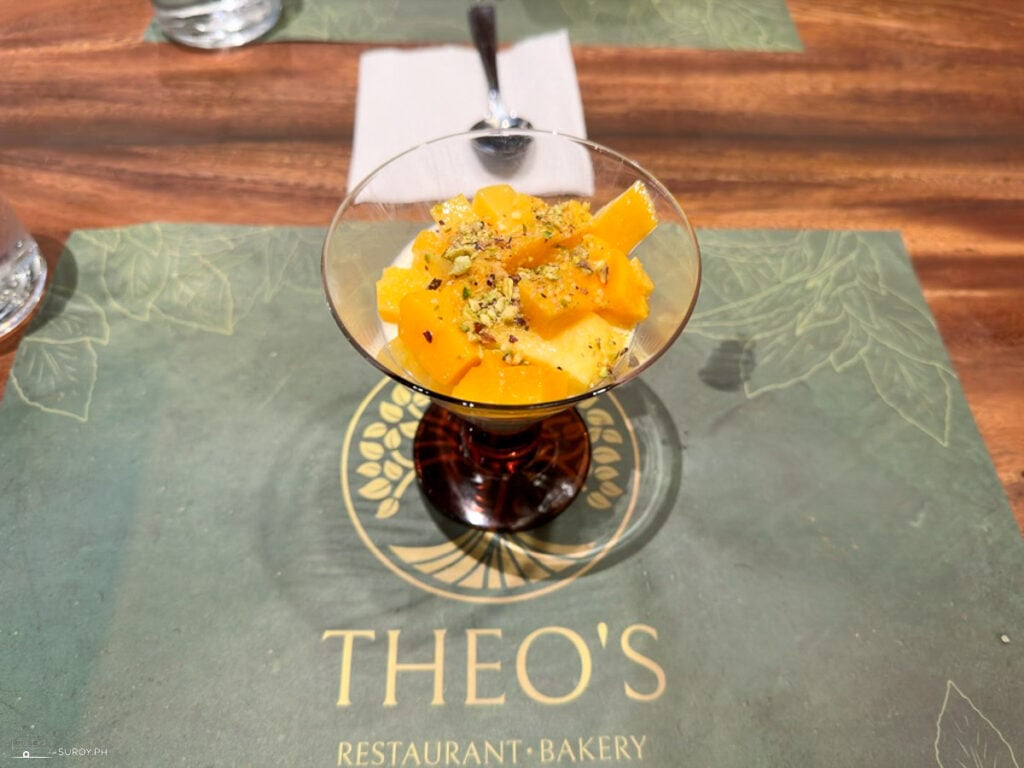 Mango Pana Cotta at Theo's Restaurant and Bakery.