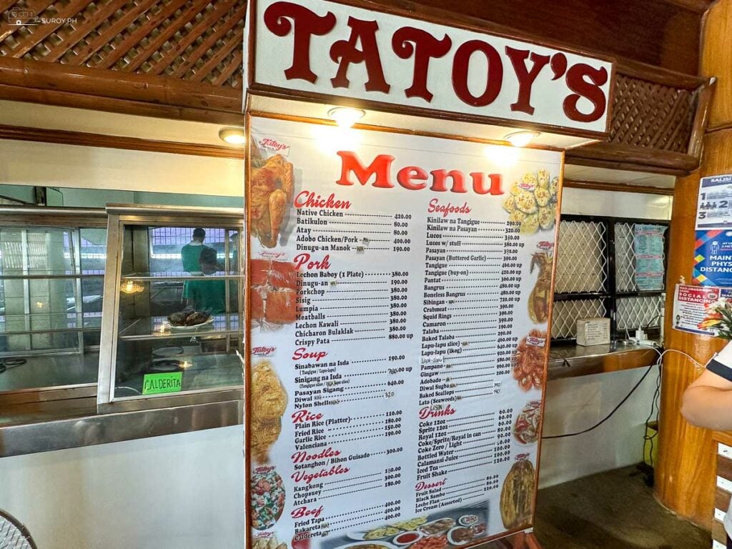 Tatoy's Seafood and Manukan updated menu (2023).