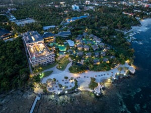 Be Grand Resort illuminated at dusk—a luxurious haven in the heart of Bohol.
