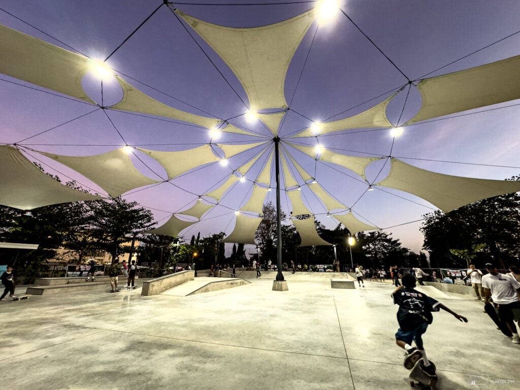 A person learns to skate at the newly opened Talisay Skate Park in Cebu.