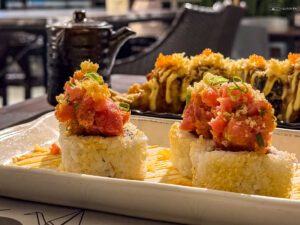 A delicious serving of spicy tuna sushi, highlighting Ori Izayaki’s dedication to fresh and flavorful ingredients.
