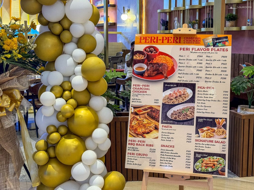 The Menu at Peri-Peri Chicken in NuStar Resort and Casino.