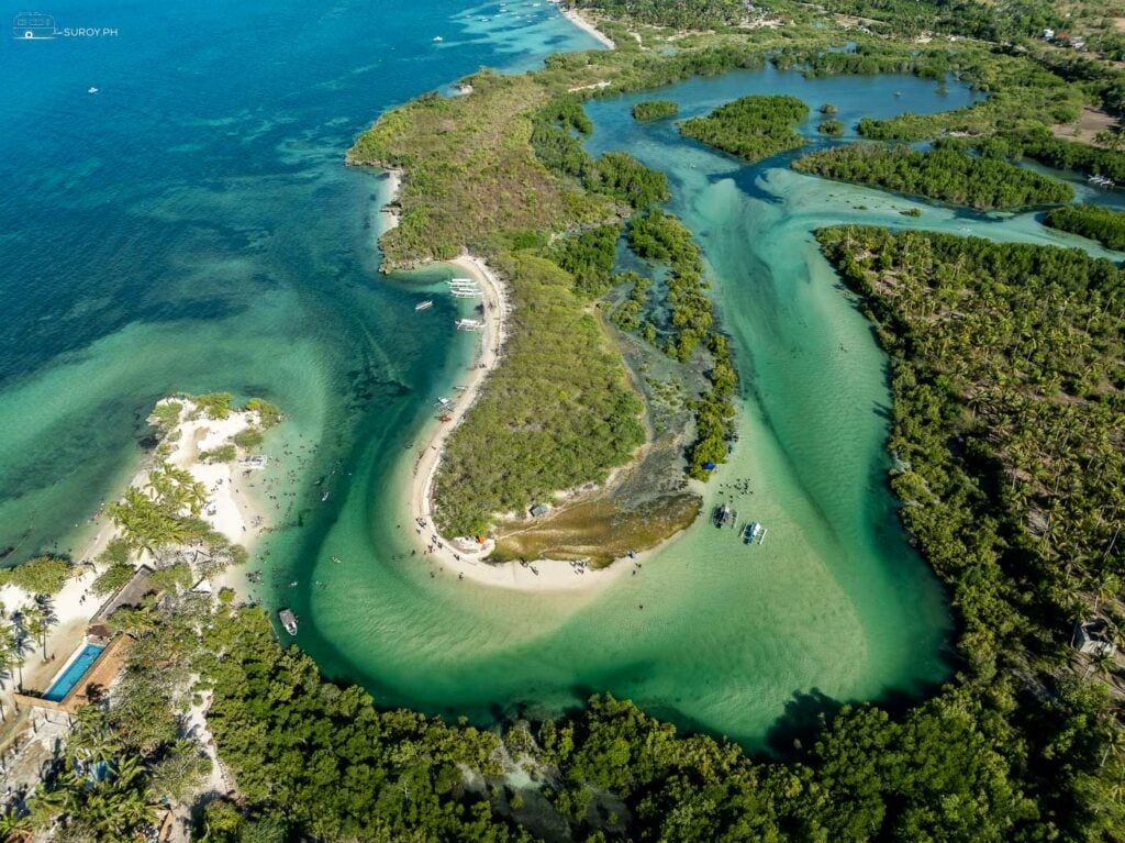 A paradise revealed: The stunning aerial view of Baigad Lagoon Beach in Bantayan.