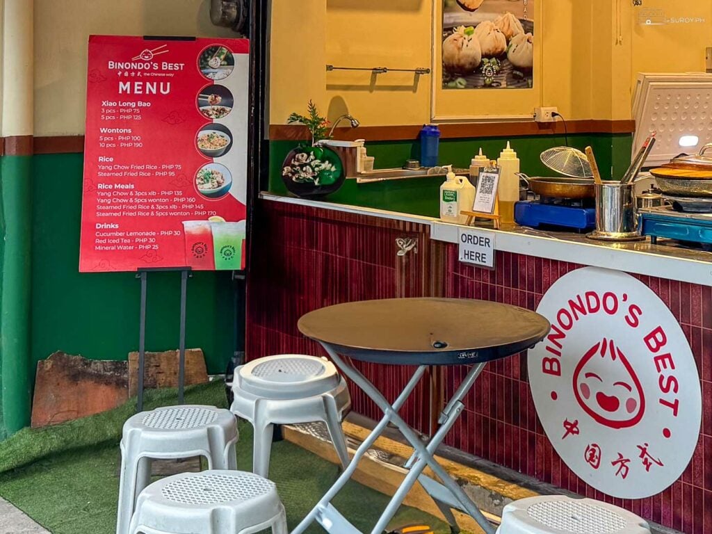A closer look at Binondo’s Best menu featuring Xiao Long Bao, wantons, and Yang Chow fried rice.
