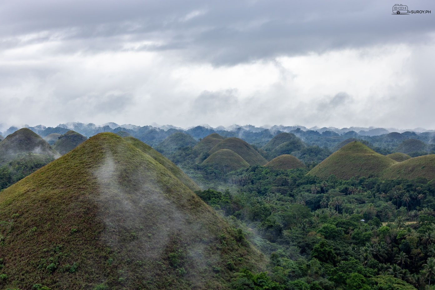 The mystical Chocolate Hills of Bohol, shrouded in mist and magic.