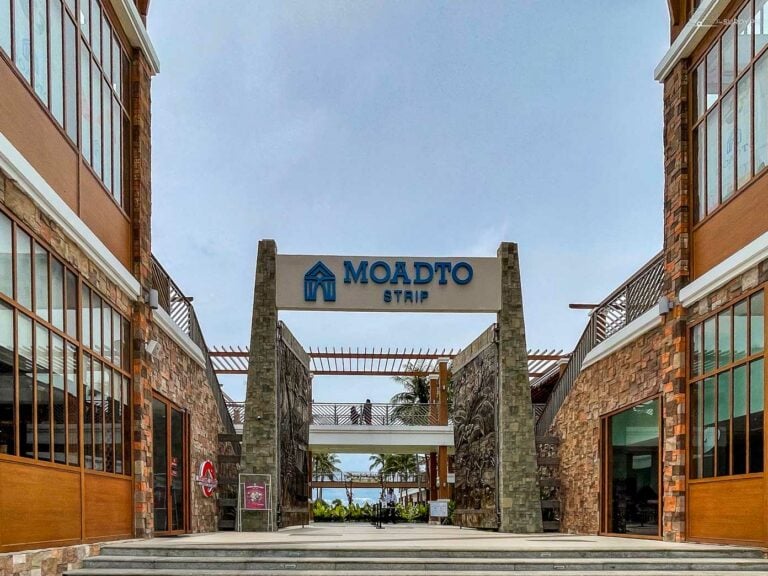 The inviting entrance of Moadto Strip Mall in Panglao, Bohol, welcoming visitors to a unique blend of dining and leisure experiences.