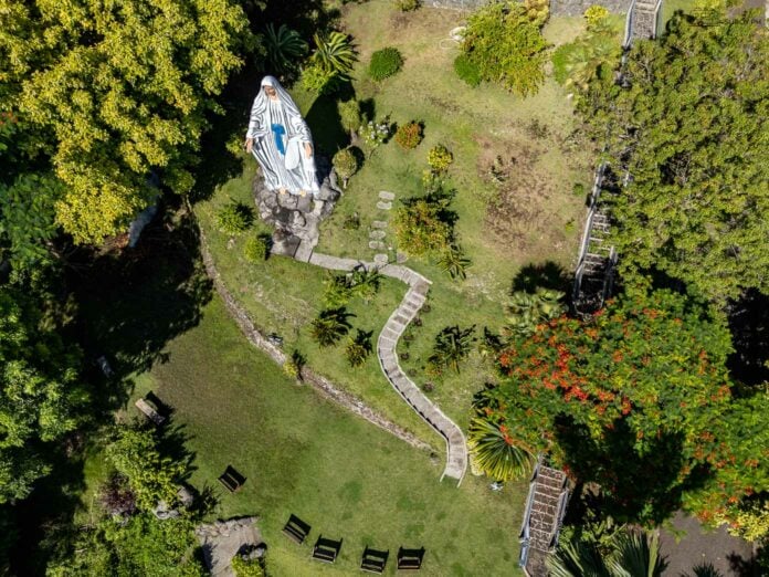 The statue of Virgin Mary in Our Lady's Garden in Subulan, Dumaguete, Negros Oriental.