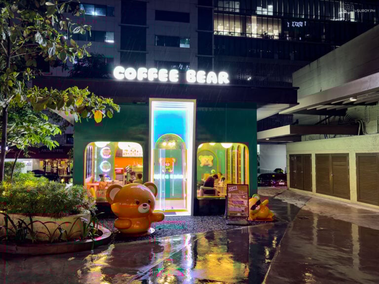 The cozy and inviting Coffee Bear in IT Park, Cebu, glows warmly at night, making it a perfect spot for a late-evening coffee session.