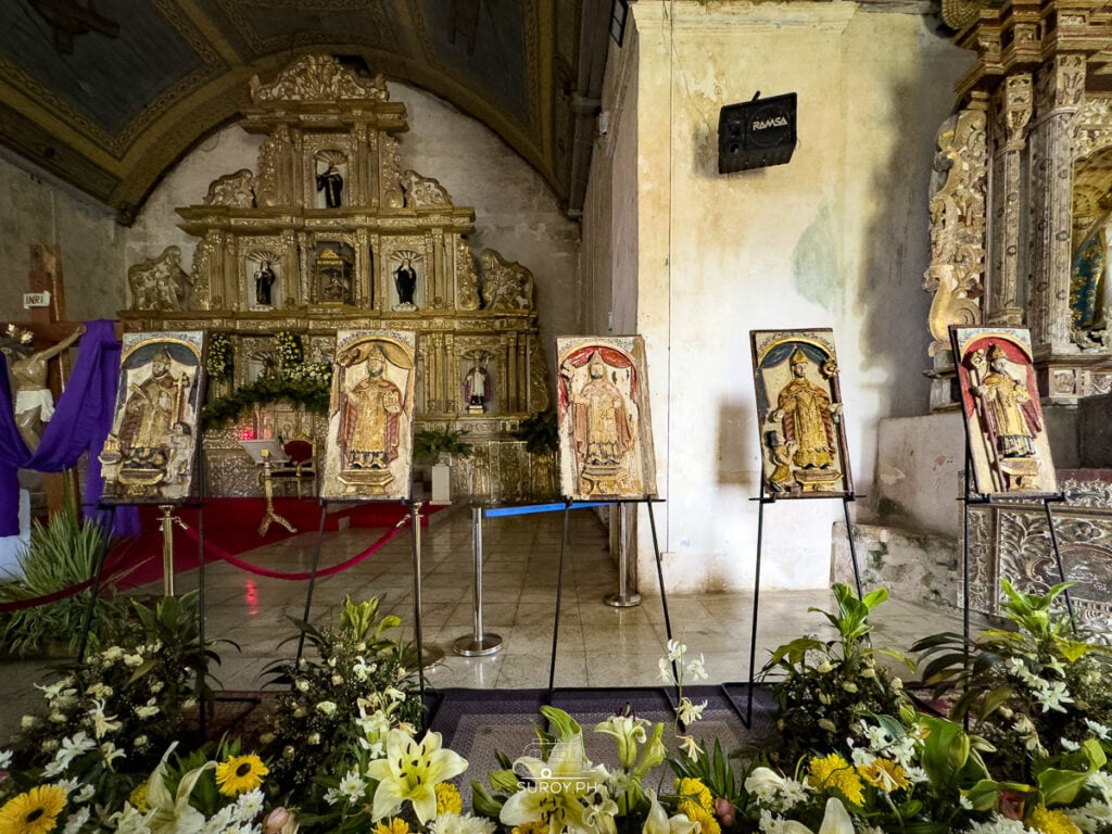 A Sacred Reunion of Saints. All five pulpit panels, each depicting a saint or bishop, are displayed inside the church, symbolizing a full-circle moment for Boljoon’s cultural heritage.