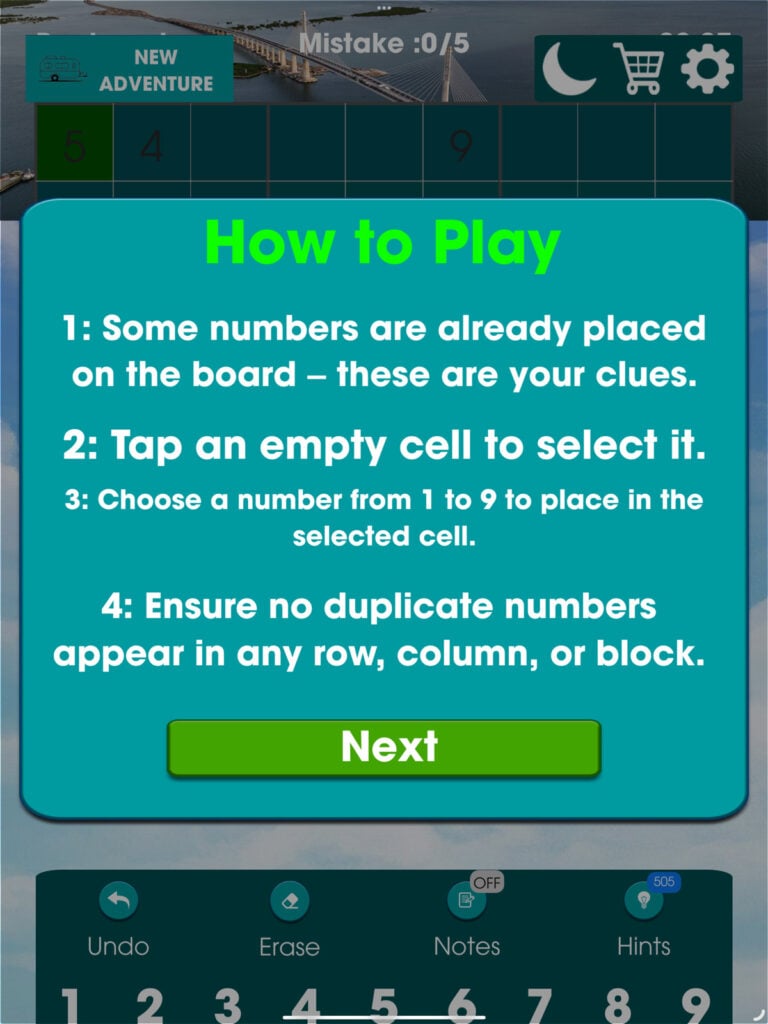 Getting started with SudoQuest is easy! Follow these simple steps to test your logic skills and enjoy a Sudoku-inspired adventure. Whether you’re a beginner or a puzzle pro, every game is a journey worth taking.