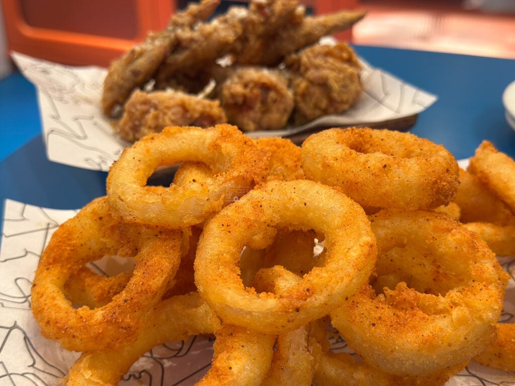 Thick cut battered onion rings heavily dusted with seasoning at 8Cuts SM City Cebu