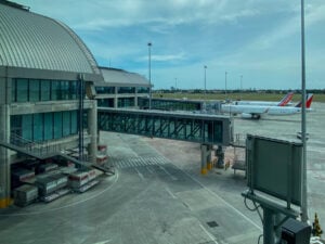 Mactan-Cebu International Airport terminal and aircraft on the apron