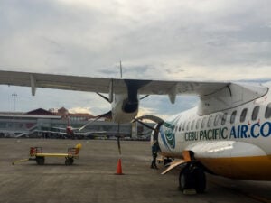Cebu Pacific ATR turboprop aircraft parked at Mactan-Cebu International Airport