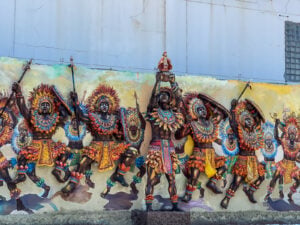 A mural in Iloilo City depicting Dinagyang performers