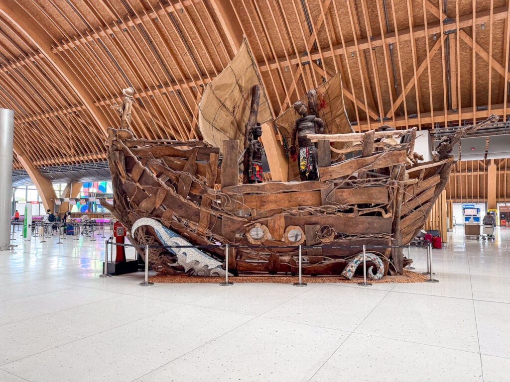 Full view of the Cebu heritage boat sculpture inside Terminal 2