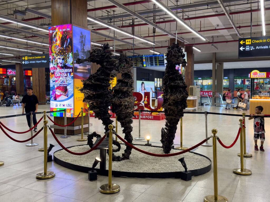 Pag Biyahe seahorse installation inside the airport terminal