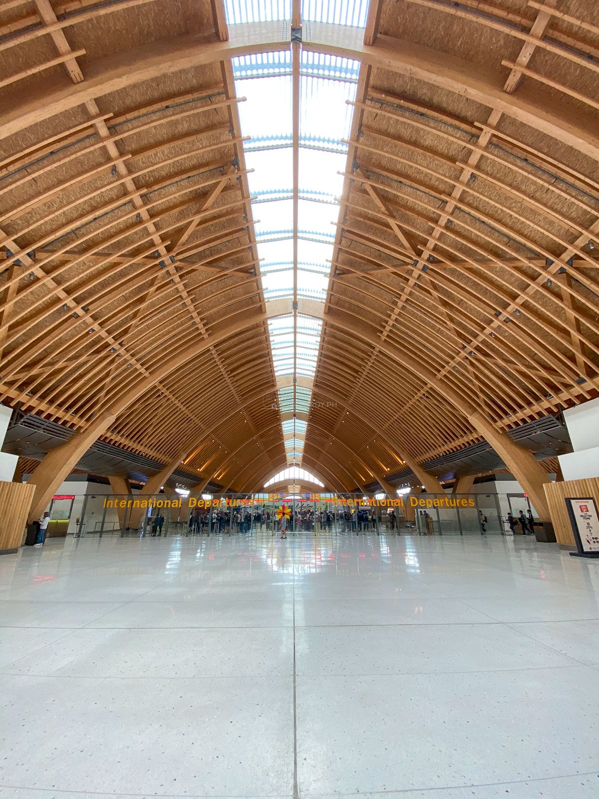 Timber roof and skylight inside Terminal 2 at Mactan-Cebu International Airport