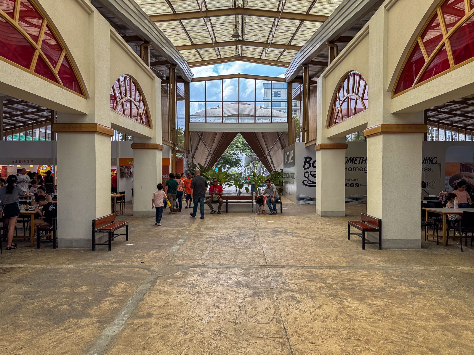 Covered dining hall and food stalls inside Pusô Village in Cebu City