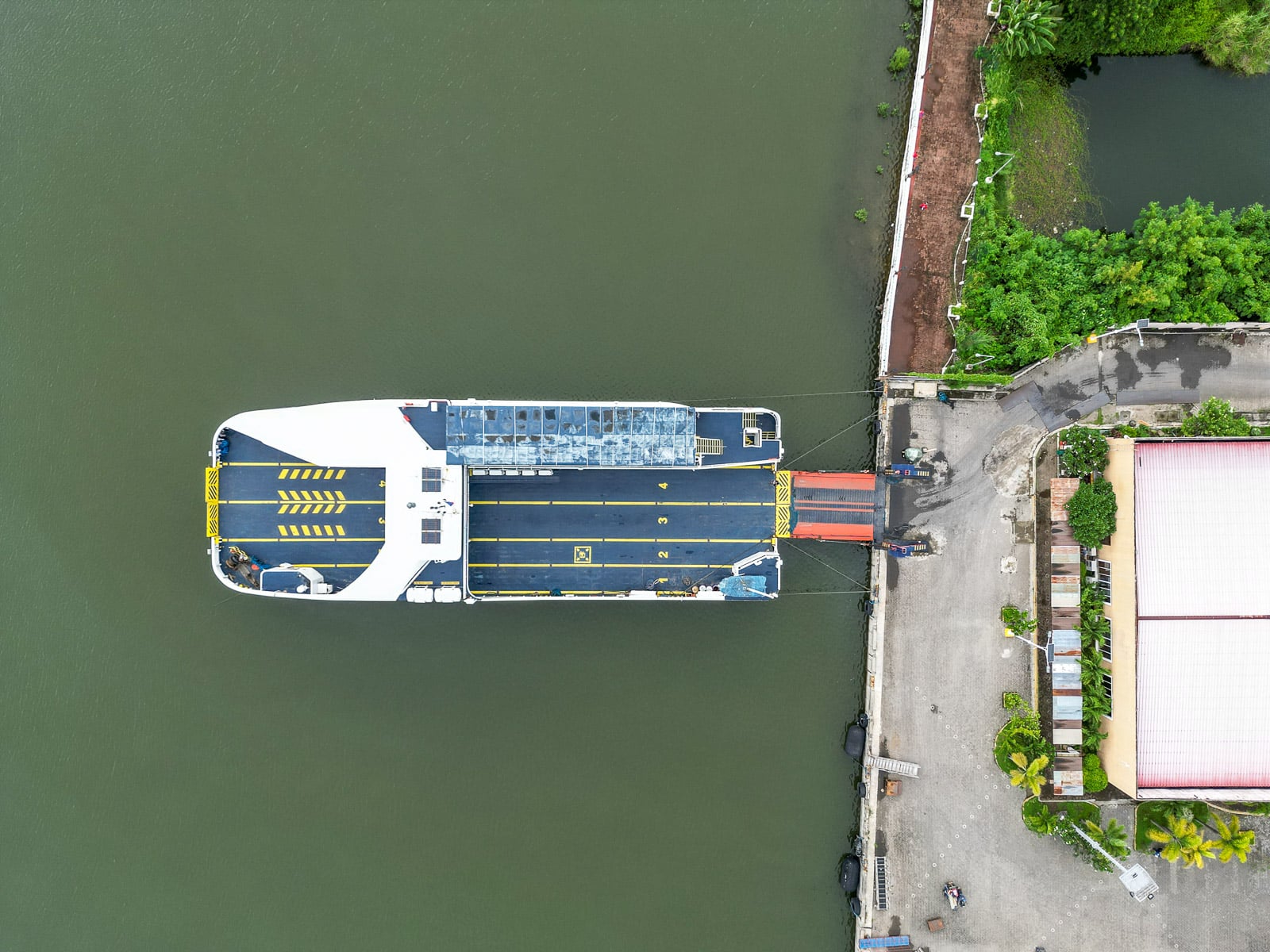 Aerial view of a RoRo ferry docked at a Philippine port