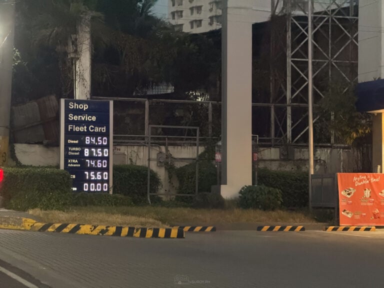 Petron price board on N. Escario Street, Cebu City, showing diesel at 84.50 pesos per liter on 2 September 2026